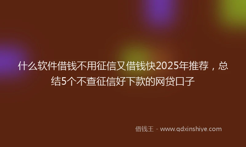 什么软件借钱不用征信又借钱快2025年推荐，总结5个不查征信好下款的网贷口子