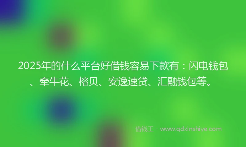 2025年的什么平台好借钱容易下款有：闪电钱包、牵牛花、榕贝、安逸速贷、汇融钱包等。