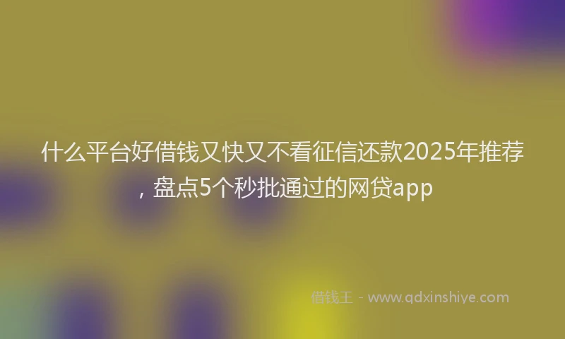 什么平台好借钱又快又不看征信还款2025年推荐，盘点5个秒批通过的网贷app