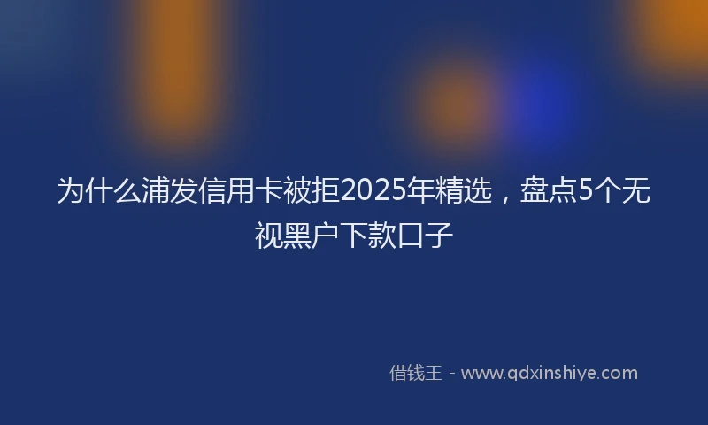 为什么浦发信用卡被拒2025年精选，盘点5个无视黑户下款口子