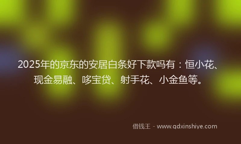 2025年的京东的安居白条好下款吗有：恒小花、现金易融、哆宝贷、射手花、小金鱼等。