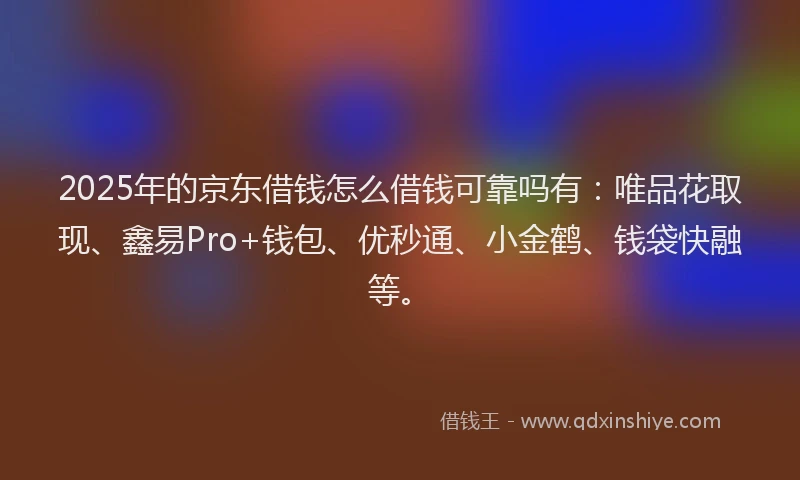 2025年的京东借钱怎么借钱可靠吗有：唯品花取现、鑫易Pro+钱包、优秒通、小金鹤、钱袋快融等。