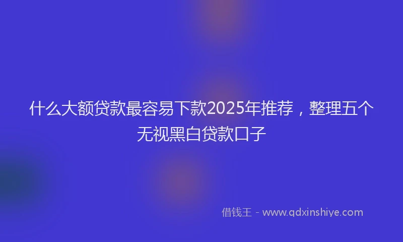 什么大额贷款最容易下款2025年推荐，整理五个无视黑白贷款口子