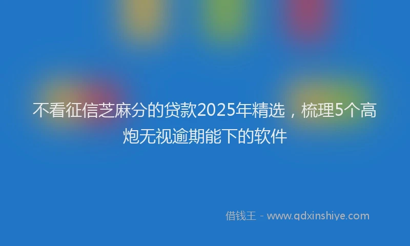 不看征信芝麻分的贷款2025年精选，梳理5个高炮无视逾期能下的软件