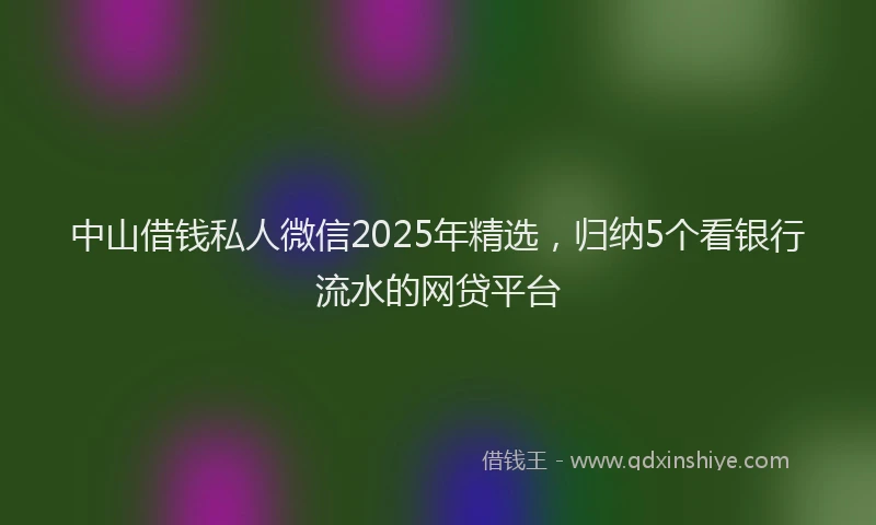 中山借钱私人微信2025年精选，归纳5个看银行流水的网贷平台