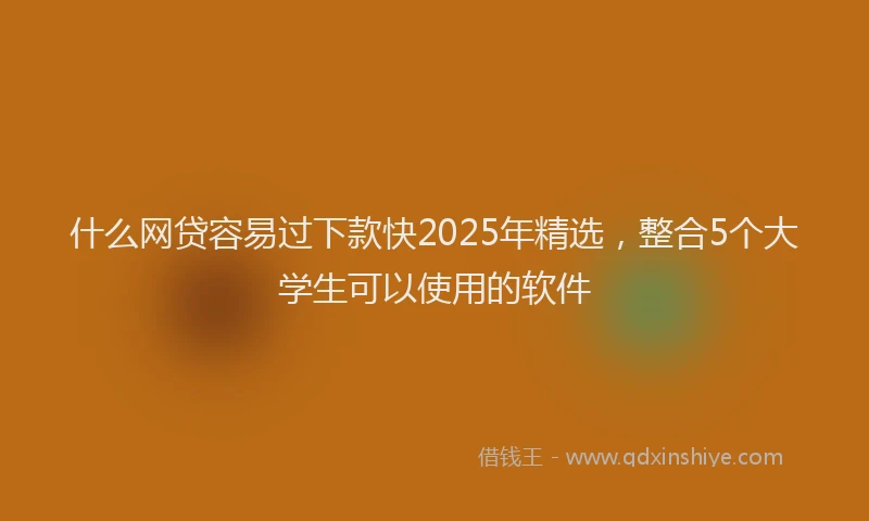 什么网贷容易过下款快2025年精选，整合5个大学生可以使用的软件