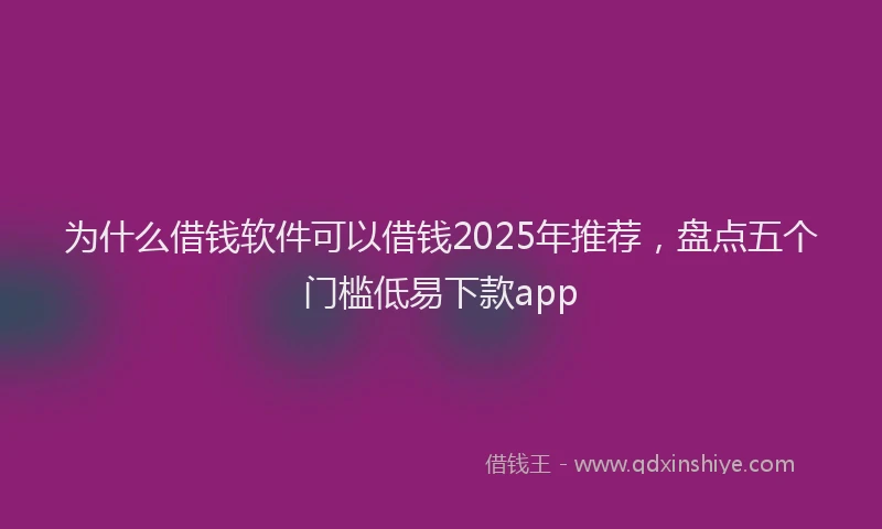 为什么借钱软件可以借钱2025年推荐，盘点五个门槛低易下款app