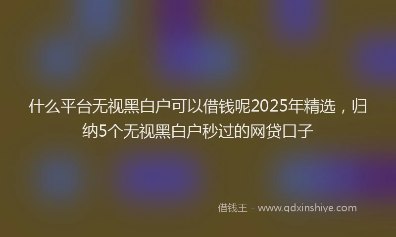 什么平台无视黑白户可以借钱呢2025年精选，归纳5个无视黑白户秒过的网贷口子