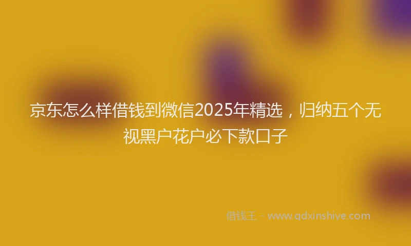 京东怎么样借钱到微信2025年精选，归纳五个无视黑户花户必下款口子