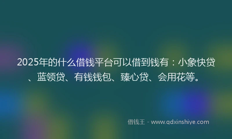 2025年的什么借钱平台可以借到钱有：小象快贷、蓝领贷、有钱钱包、臻心贷、会用花等。