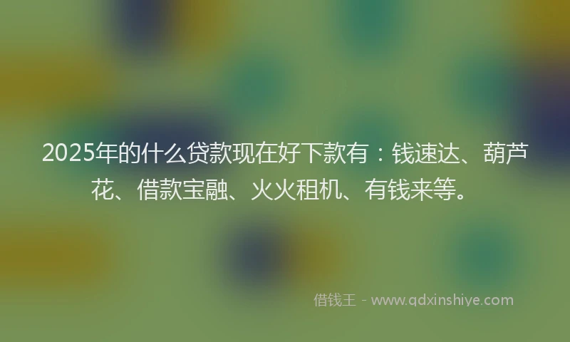 2025年的什么贷款现在好下款有：钱速达、葫芦花、借款宝融、火火租机、有钱来等。