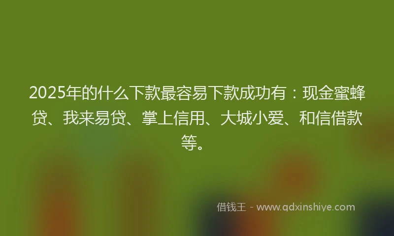 2025年的什么下款最容易下款成功有：现金蜜蜂贷、我来易贷、掌上信用、大城小爱、和信借款等。