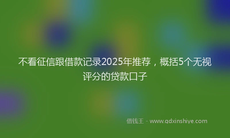 不看征信跟借款记录2025年推荐，概括5个无视评分的贷款口子