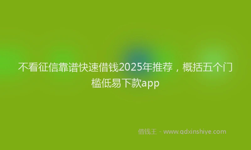 不看征信靠谱快速借钱2025年推荐，概括五个门槛低易下款app