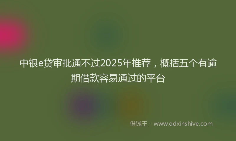 中银e贷审批通不过2025年推荐，概括五个有逾期借款容易通过的平台