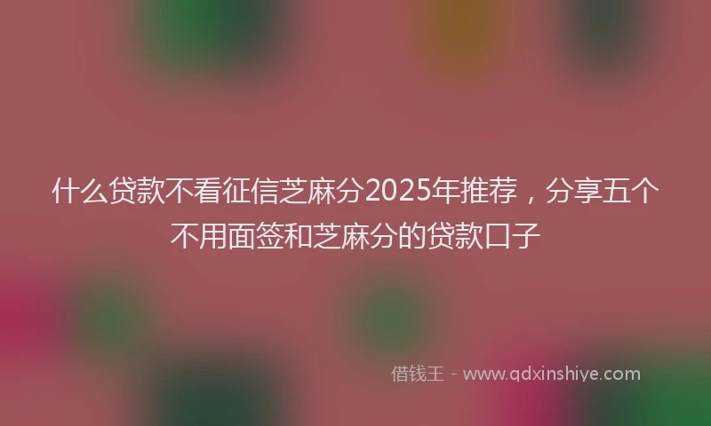 什么贷款不看征信芝麻分2025年推荐，分享五个不用面签和芝麻分的贷款口子