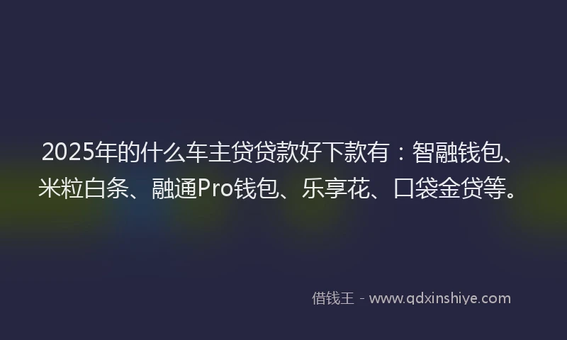 2025年的什么车主贷贷款好下款有：智融钱包、米粒白条、融通Pro钱包、乐享花、口袋金贷等。
