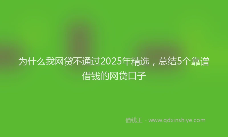 为什么我网贷不通过2025年精选，总结5个靠谱借钱的网贷口子