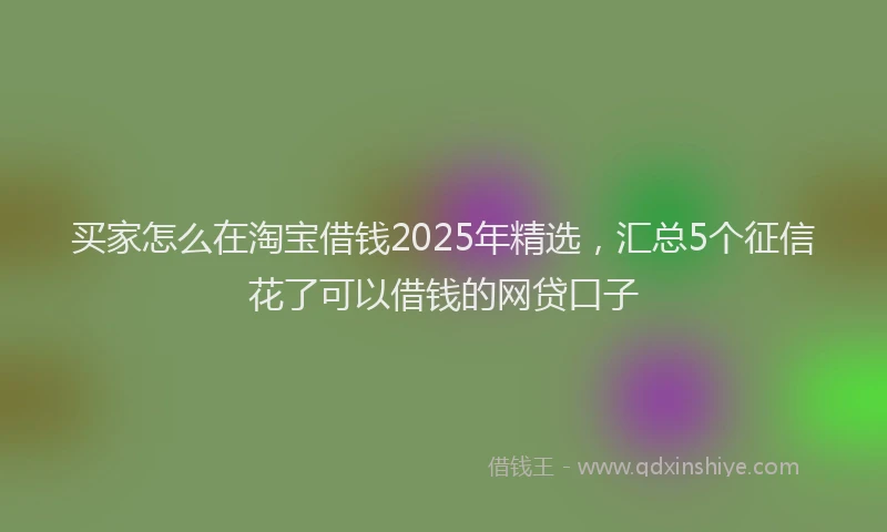 买家怎么在淘宝借钱2025年精选，汇总5个征信花了可以借钱的网贷口子