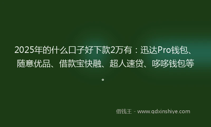 2025年的什么口子好下款2万有：迅达Pro钱包、随意优品、借款宝快融、超人速贷、哆哆钱包等。