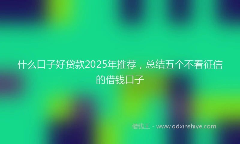 什么口子好贷款2025年推荐，总结五个不看征信的借钱口子