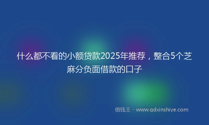 什么都不看的小额贷款2025年推荐，整合5个芝麻分负面借款的口子