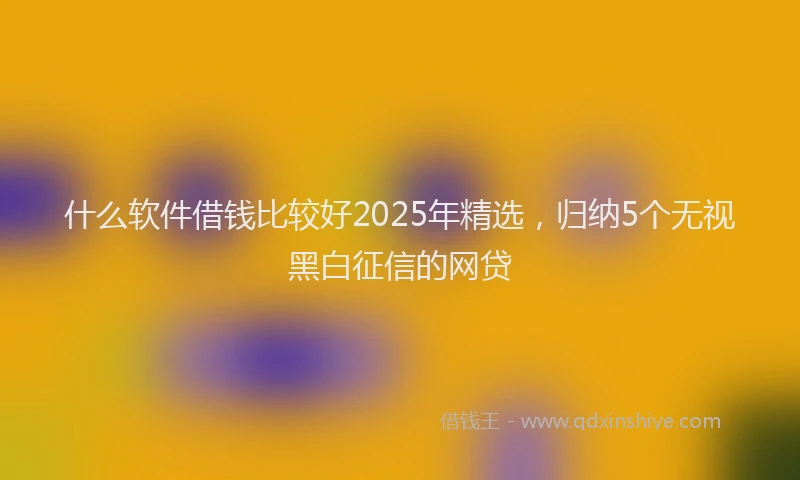 什么软件借钱比较好2025年精选，归纳5个无视黑白征信的网贷
