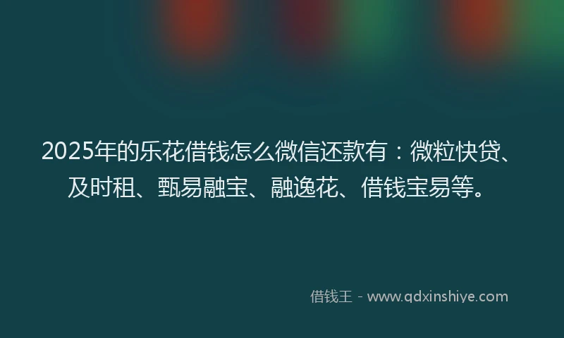 2025年的乐花借钱怎么微信还款有：微粒快贷、及时租、甄易融宝、融逸花、借钱宝易等。