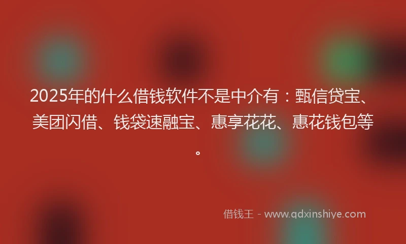 2025年的什么借钱软件不是中介有：甄信贷宝、美团闪借、钱袋速融宝、惠享花花、惠花钱包等。