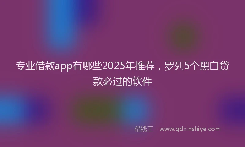 专业借款app有哪些2025年推荐，罗列5个黑白贷款必过的软件