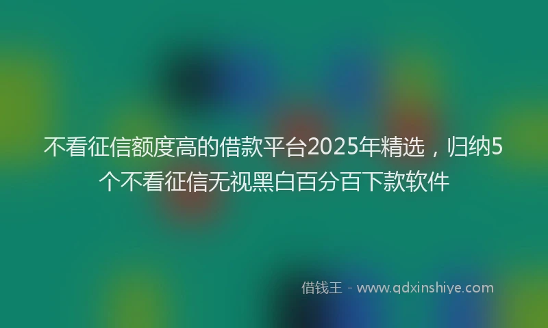 不看征信额度高的借款平台2025年精选，归纳5个不看征信无视黑白百分百下款软件