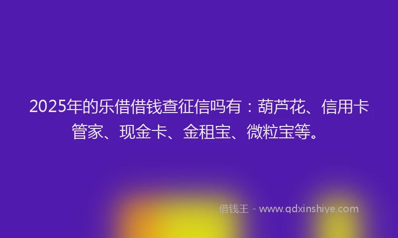 2025年的乐借借钱查征信吗有：葫芦花、信用卡管家、现金卡、金租宝、微粒宝等。