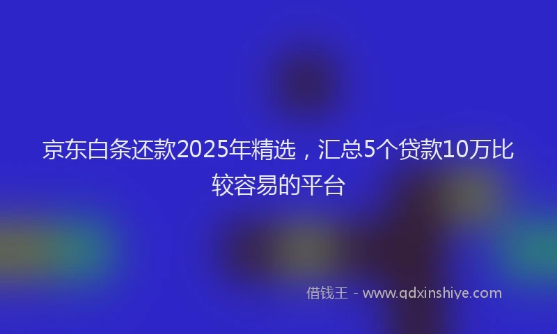 京东白条还款2025年精选，汇总5个贷款10万比较容易的平台