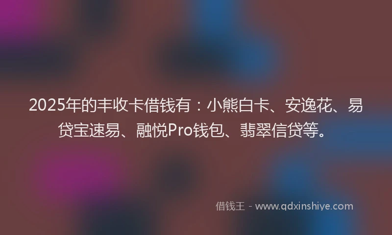 2025年的丰收卡借钱有：小熊白卡、安逸花、易贷宝速易、融悦Pro钱包、翡翠信贷等。