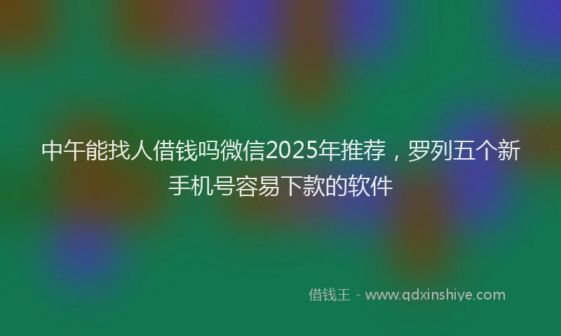 中午能找人借钱吗微信2025年推荐，罗列五个新手机号容易下款的软件