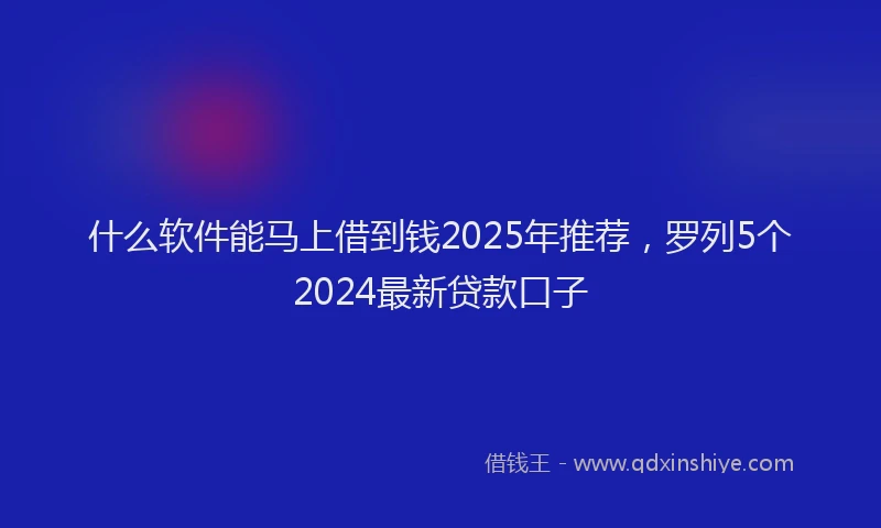 什么软件能马上借到钱2025年推荐，罗列5个2024最新贷款口子