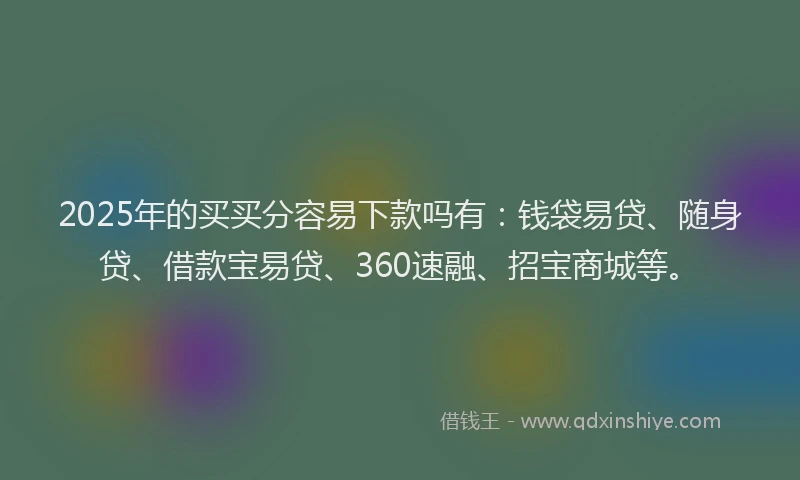 2025年的买买分容易下款吗有：钱袋易贷、随身贷、借款宝易贷、360速融、招宝商城等。