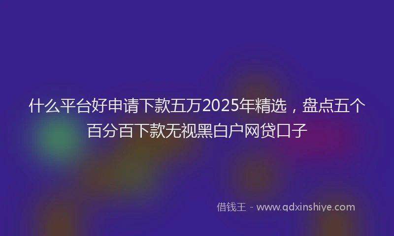 什么平台好申请下款五万2025年精选，盘点五个百分百下款无视黑白户网贷口子