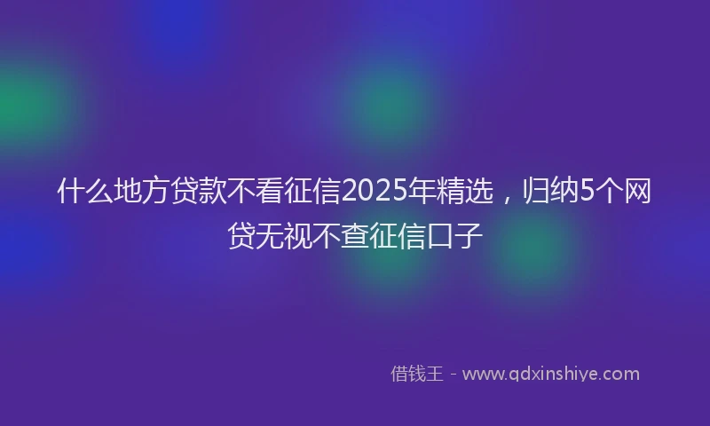 什么地方贷款不看征信2025年精选，归纳5个网贷无视不查征信口子