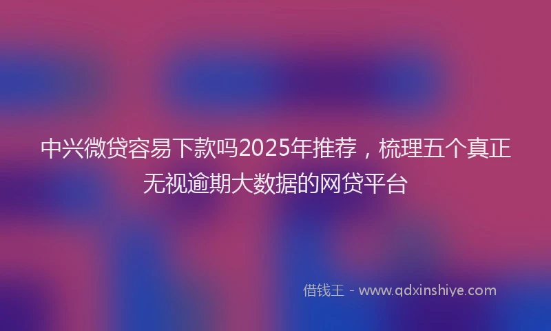 中兴微贷容易下款吗2025年推荐，梳理五个真正无视逾期大数据的网贷平台