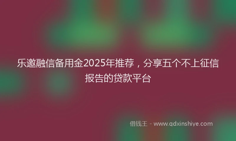 乐邀融信备用金2025年推荐，分享五个不上征信报告的贷款平台