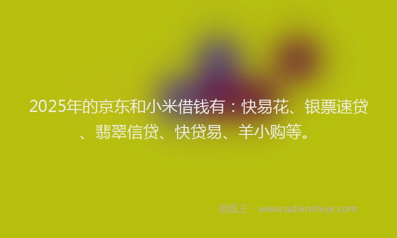 2025年的京东和小米借钱有：快易花、银票速贷、翡翠信贷、快贷易、羊小购等。