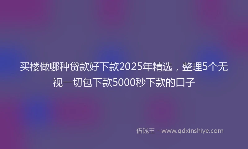 买楼做哪种贷款好下款2025年精选，整理5个无视一切包下款5000秒下款的口子