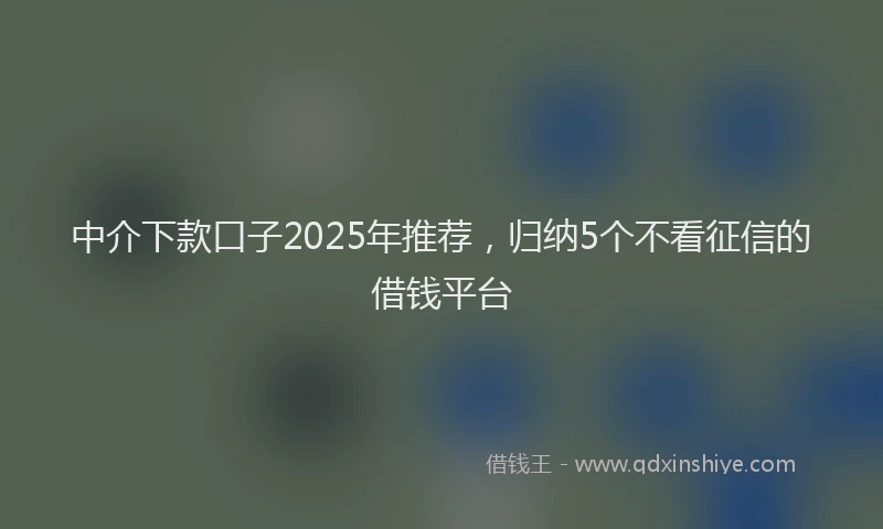 中介下款口子2025年推荐，归纳5个不看征信的借钱平台