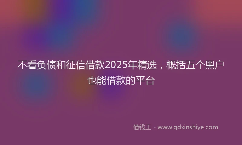 不看负债和征信借款2025年精选，概括五个黑户也能借款的平台