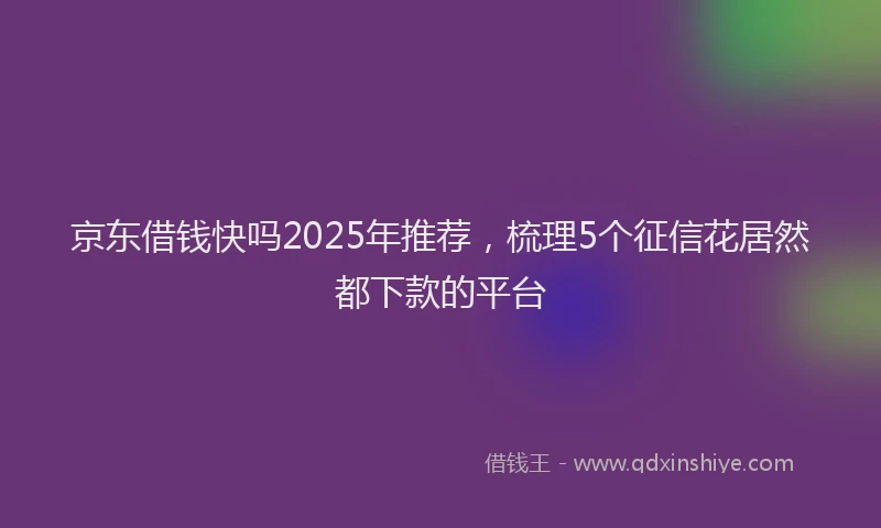 京东借钱快吗2025年推荐，梳理5个征信花居然都下款的平台