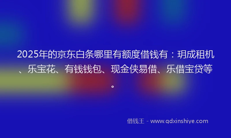 2025年的京东白条哪里有额度借钱有：玥成租机、乐宝花、有钱钱包、现金侠易借、乐借宝贷等。