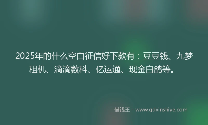 2025年的什么空白征信好下款有：豆豆钱、九梦租机、滴滴数科、亿运通、现金白鸽等。