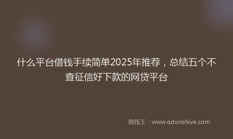 什么平台借钱手续简单2025年推荐，总结五个不查征信好下款的网贷平台