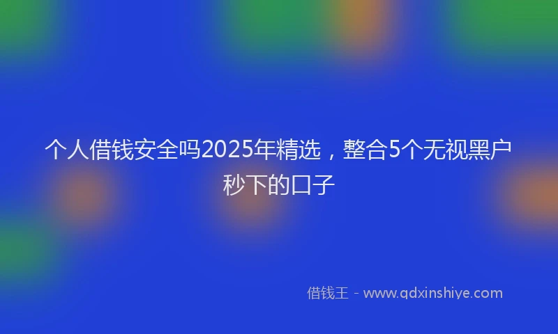 个人借钱安全吗2025年精选，整合5个无视黑户秒下的口子